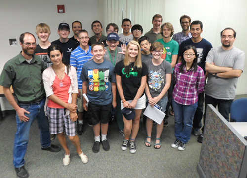 Teen participants in the USU Code Camp after a day of coding.