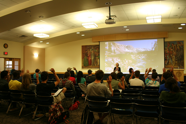 Dr. Anne Sylvester speaking to students
